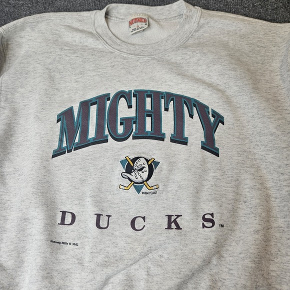 Vintage Mighty Ducks Sweatshirt Nutmeg Mills Embroidered Wild Wing Medium - Picture 1 of 9
